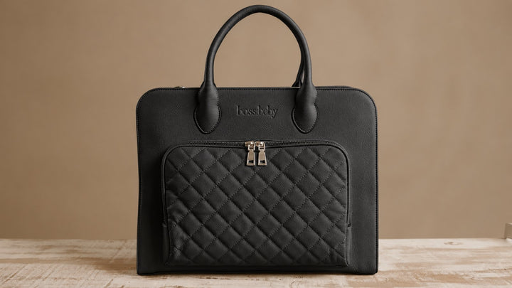 The Structured Tote in After Hours, black, seen from the front